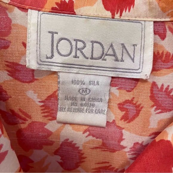 VTG  Jordan Womens M 100% Silk Button Blouse Short-sleeve Abstract Floral Print - Picture 2 of 6
